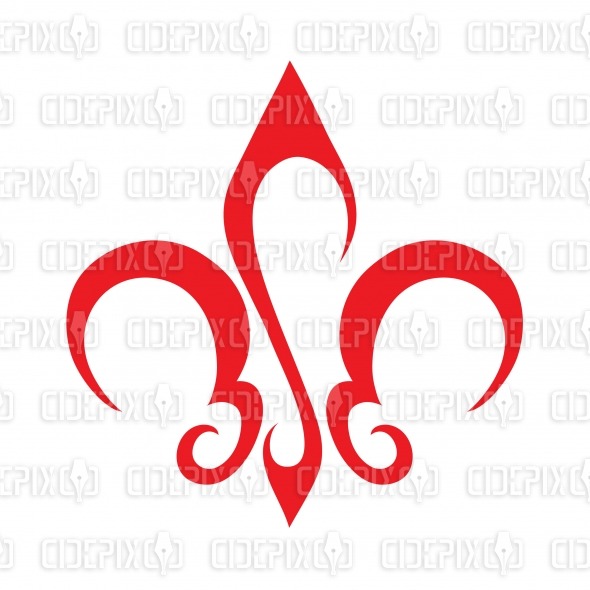 590x590 Abstract Red French Fleur De Lis, New Orleans, Bosnian Lily Logo