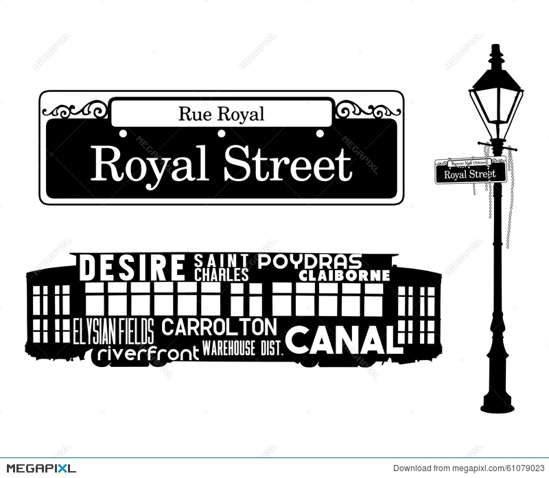 800x697 French Quarter New Orleans Icons Illustration