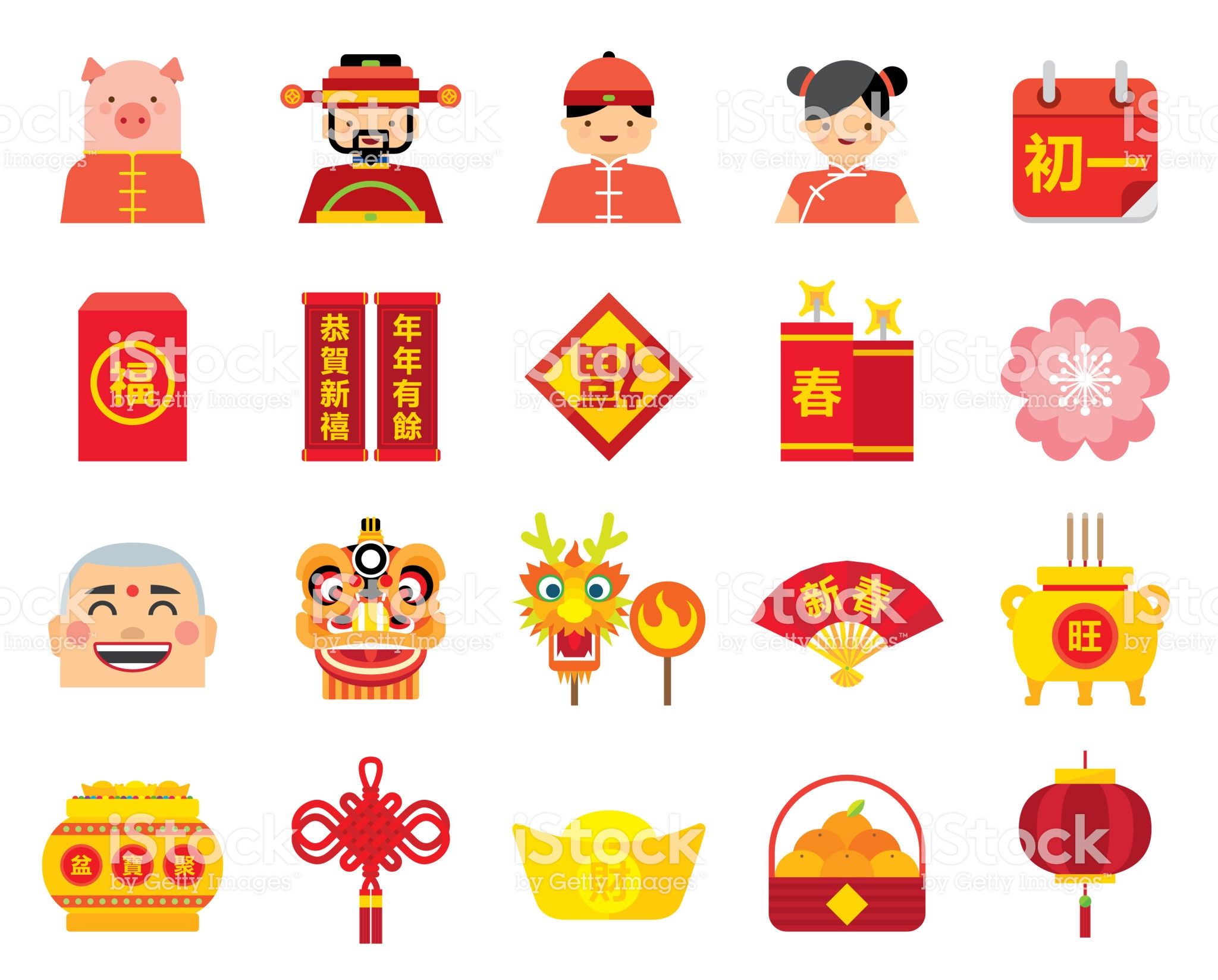 2048x1648 Flat Chinese New Year Icon And Avatar Set For The Year Of The Pig