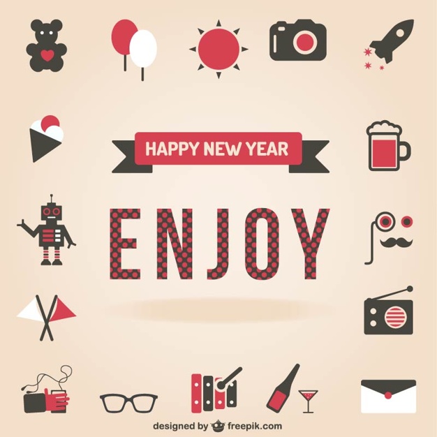 626x626 Happy New Year Set Of Icons Vector Free Download