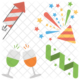 256x256 New Year's Eve Icon Of Flat Style