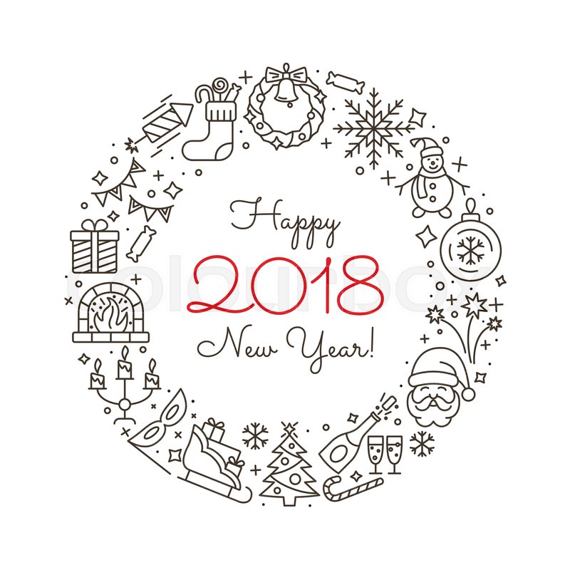 800x800 New Year Icons Happy New Year Stock Vector Colourbox