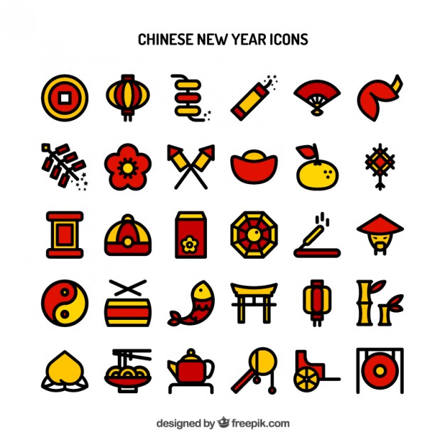 626x626 Chinese New Year Icons Stock Images