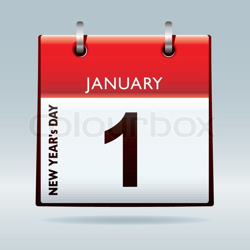 800x800 New Year's Day Calendar With Red Top Stock Vector Colourbox