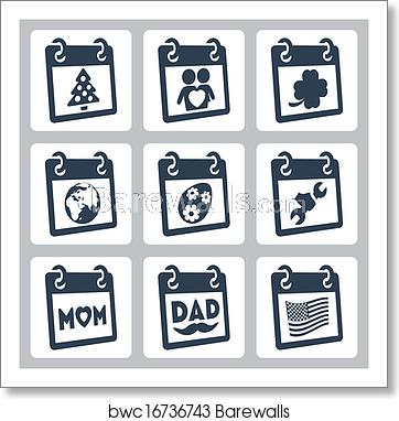 362x382 Vector Calendar Icons Representing Holidays Christmasnew Year