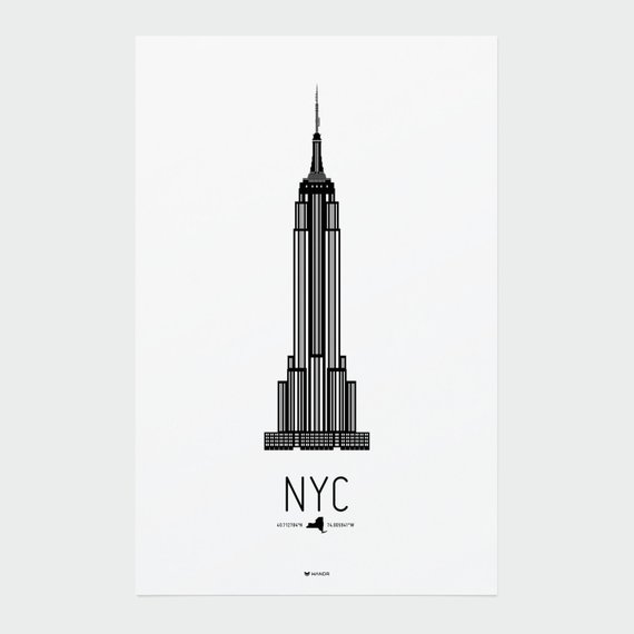 New York City Icon City Print 570x570 New York City Icon City Print