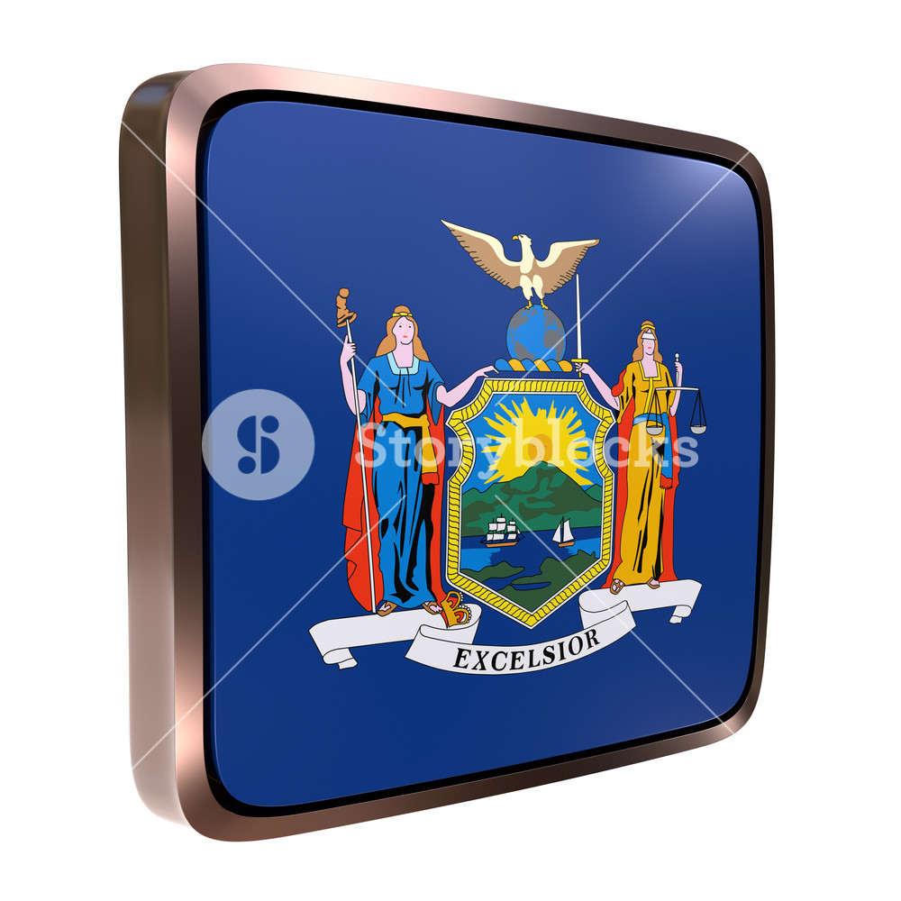 1000x1000 Rendering Of A New York State Flag Icon With A Bright Frame