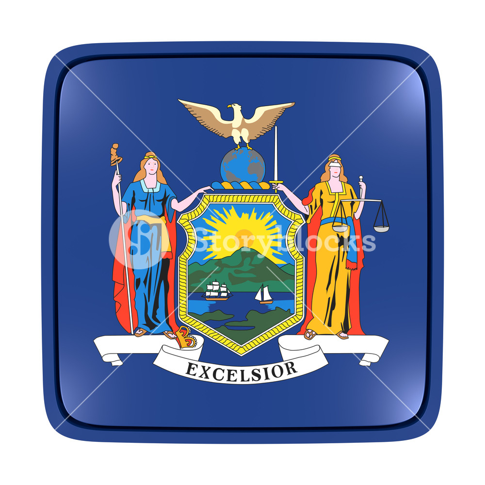 1000x1000 Rendering Of A New York State Flag Icon Isolated On White