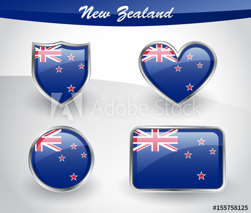 500x425 Glossy New Zealand Flag Icon Set