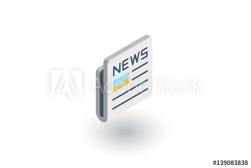 500x334 Newspaper, Daily Press, News Content, Article Isometric Flat Icon