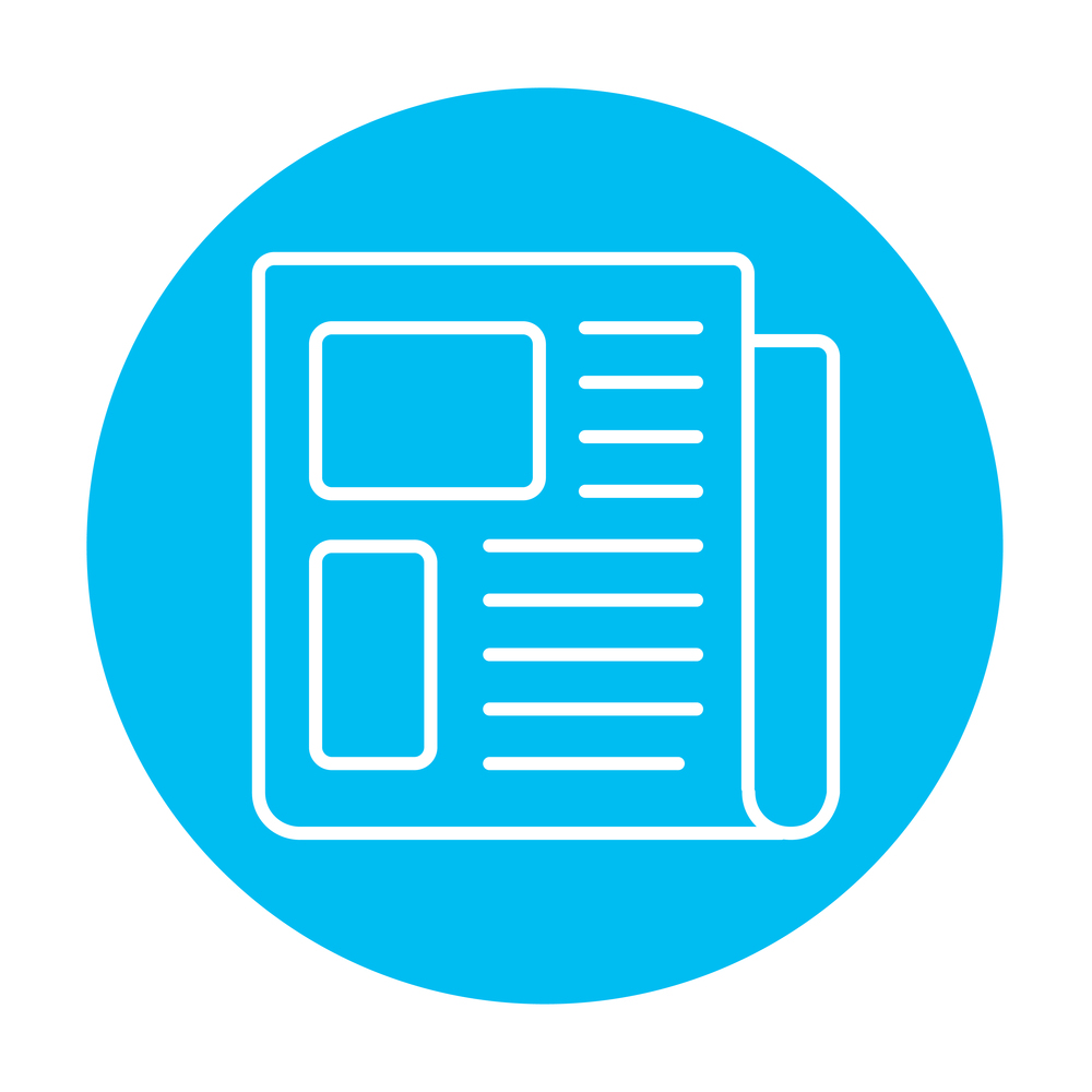 1000x1000 Newspaper Line Icon For Web, Mobile And Infographics Vector Whi