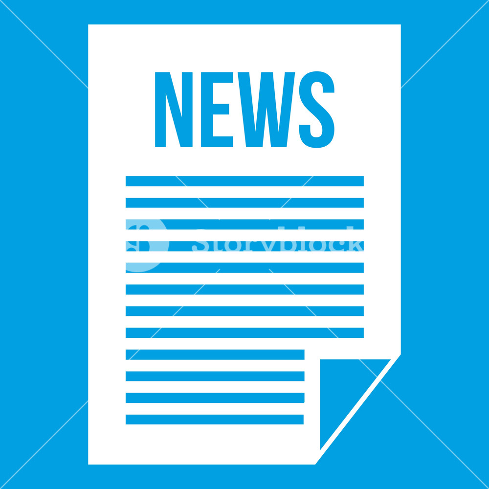1000x1000 News Newspaper Icon White Isolated On Blue Background Vector
