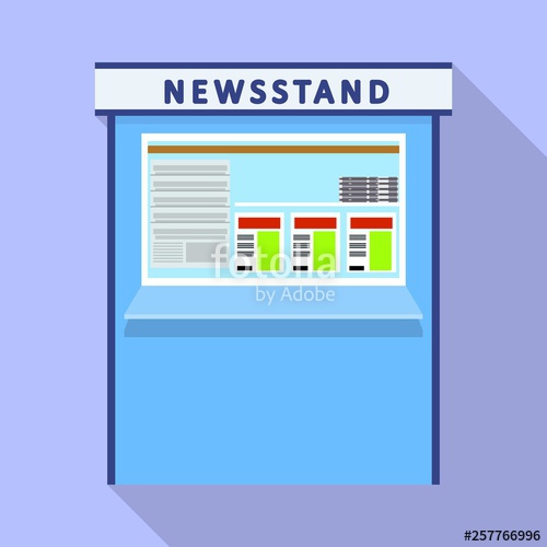 500x500 Newsstand Kiosk Icon Flat Illustration Of Newsstand Kiosk Vector
