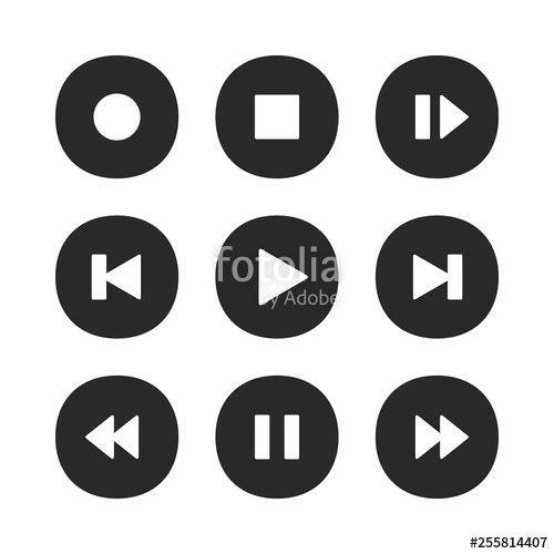 500x500 Music Player Buttons Play Icon, Stop Pause Record And Next Song