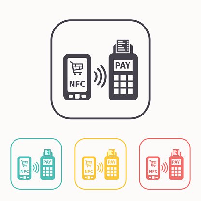 416x416 Nfc Payment From Mobile Phone Color Icon Set Premium Clipart