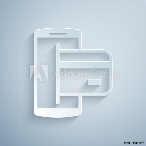 500x500 Paper Cut Nfc Payment Icon Isolated On Grey Background Mobile