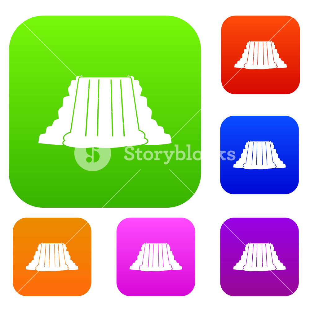 1000x1000 Niagara Falls Set Icon Color In Flat Style Isolated On White
