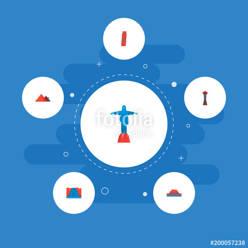 500x500 Set Of Landmarks Icons Flat Style Symbols With Niagara Falls, Giza