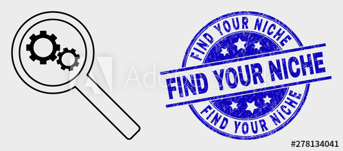 500x221 Vector Linear Gears Audit Icon And Find Your Niche Seal Stamp