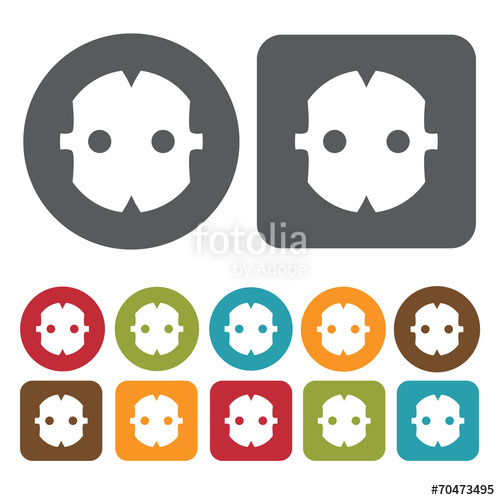 500x500 Female Socket With Niche Icon Electric Plug Icon Set Round