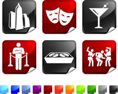 235x187 City Nightlife Fun Vector Icon Set Vector Art Illustration