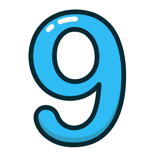 512x512 Blue, Numbers, Number, Study, Nine Icon