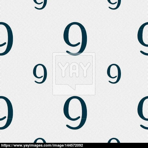 512x512 Number Nine Icon Sign Seamless Pattern With Geometric Texture