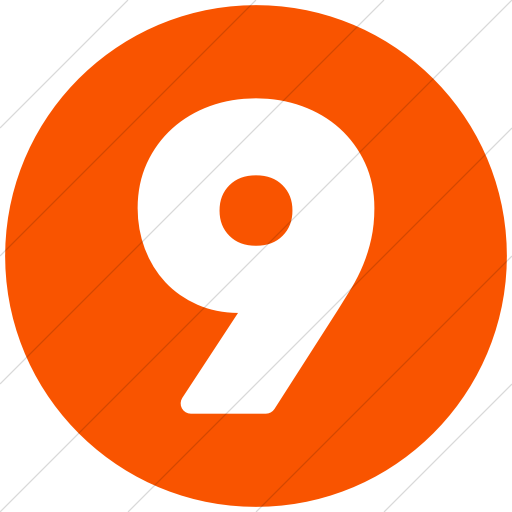 512x512 Iconsetc Simple Orange Encircled Solid Nine Icon
