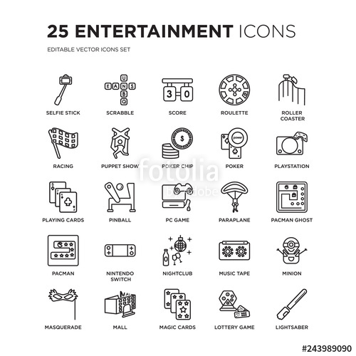 500x500 Set Of Entertainment Linear Icons Such As Selfie Stick
