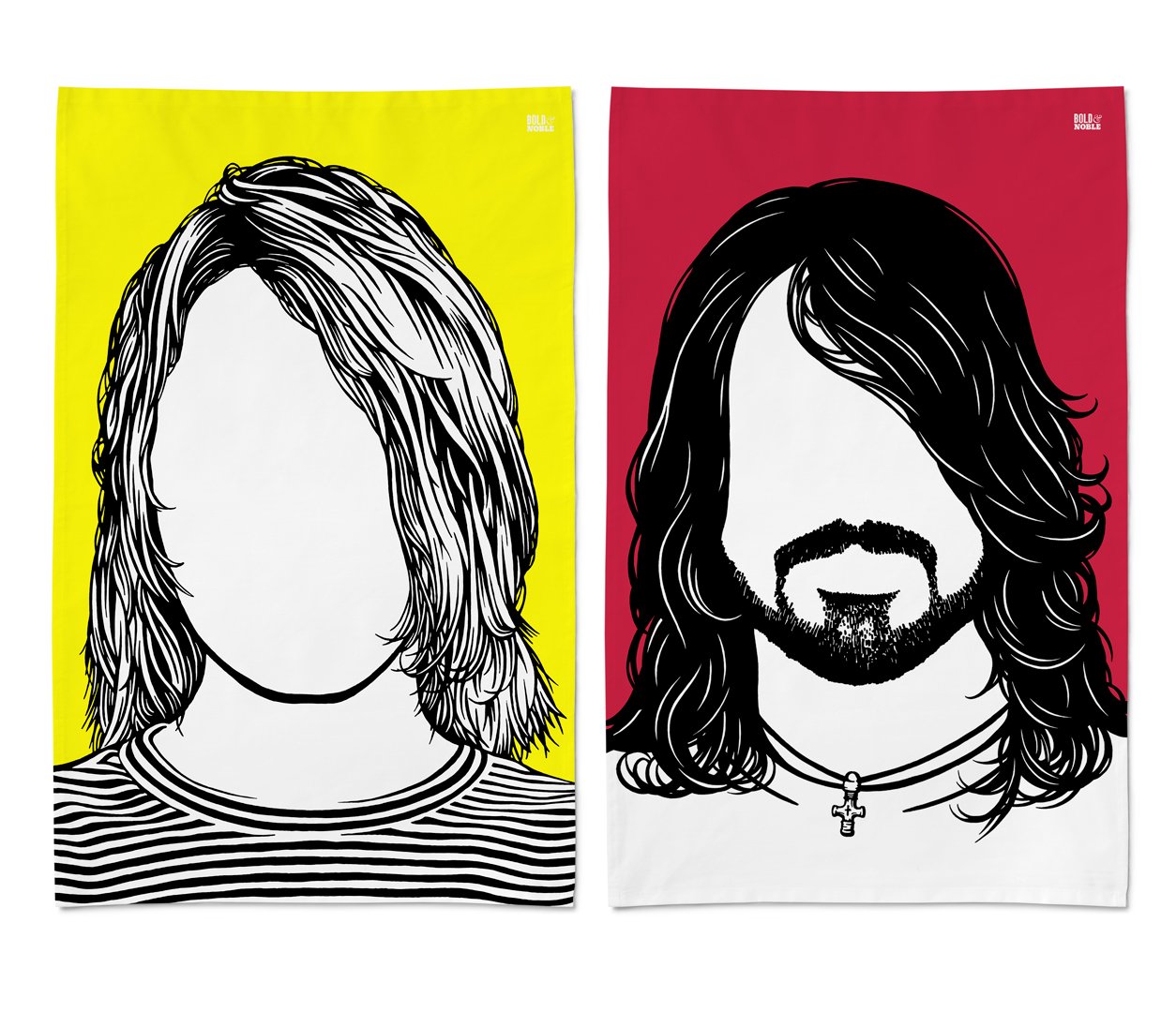 1254x1080 Nirvana 'kurt Cobain And Dave Grohl' Tea Towel Set Bold Noble