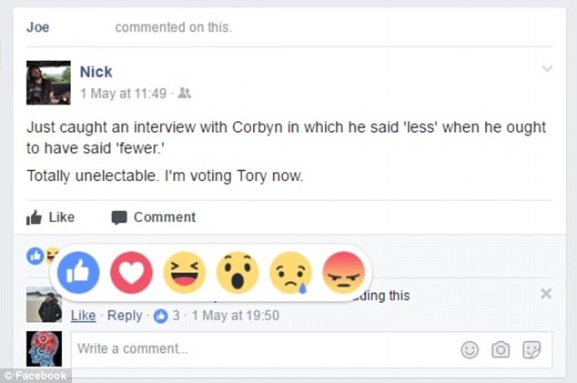 634x421 Facebook Expands Its Reactions Feature To Comments Daily Mail Online