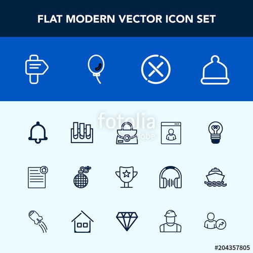 500x500 Modern, Simple Vector Icon Set With Award, Electric, Lightbulb