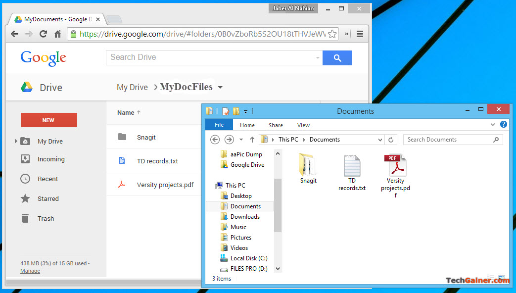 1043x592 How To Sync Documents Folder With Google Drive On Windows Techgainer