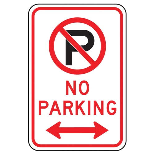 500x500 No Parking Sign With Icon Arrow