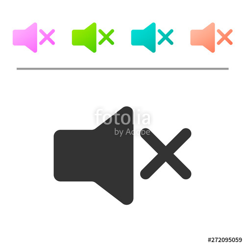 500x500 Grey Speaker Mute Icon Isolated On White Background No Sound Icon
