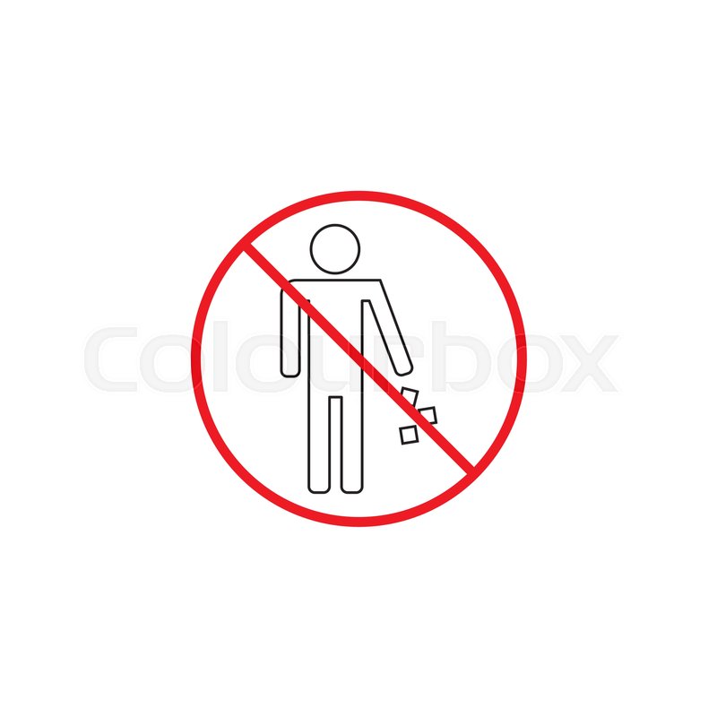 800x800 No Littering Line Icon, No Trash Red Stock Vector Colourbox