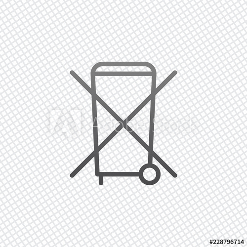 500x500 No Trash Bin, Crossed Litter Linear Icon With Thin Outline