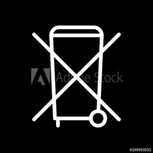 500x500 No Trash Bin, Crossed Litter Linear Icon With Thin Outline Whi