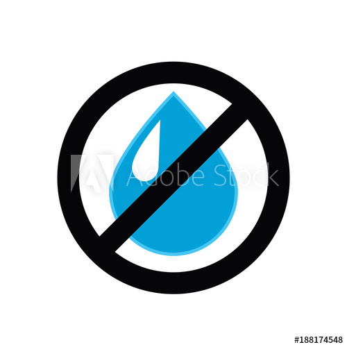 500x500 No Water, Not Wet Ban Vector Icon