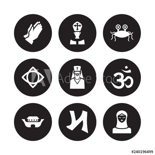 500x500 Vector Icon Set Pray, Pope, Noah Ark, Om, Orthodox
