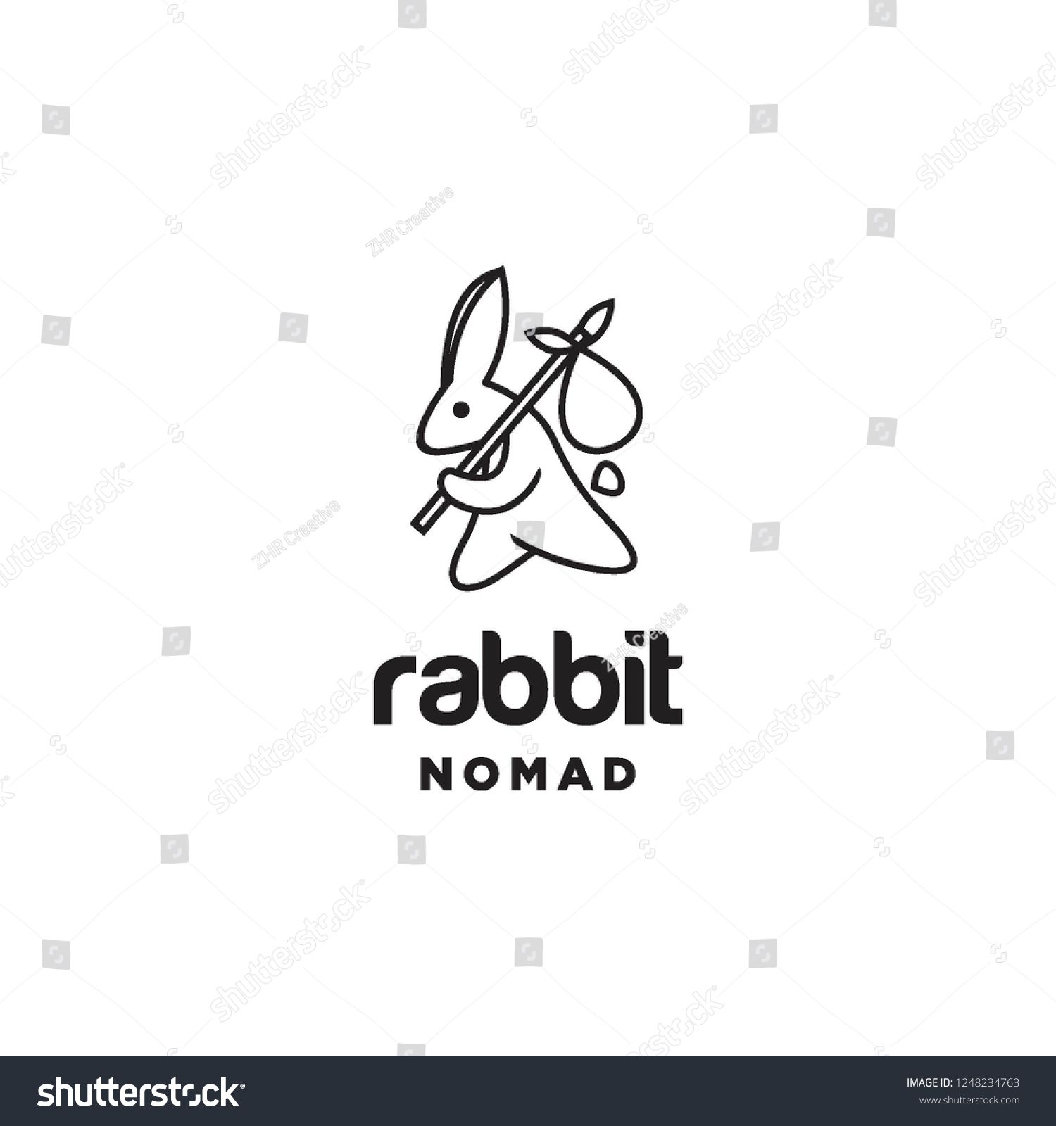 1500x1600 Monoline Rabbit Nomad Logo Icon Vector Rabbit Logo Collection