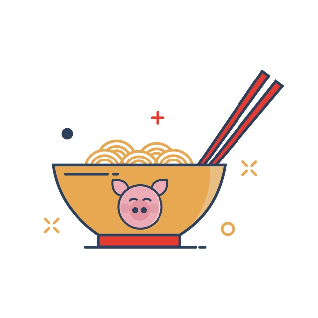 640x640 Pig Chinese New Year Icon Noodle Icon With Outline Fill