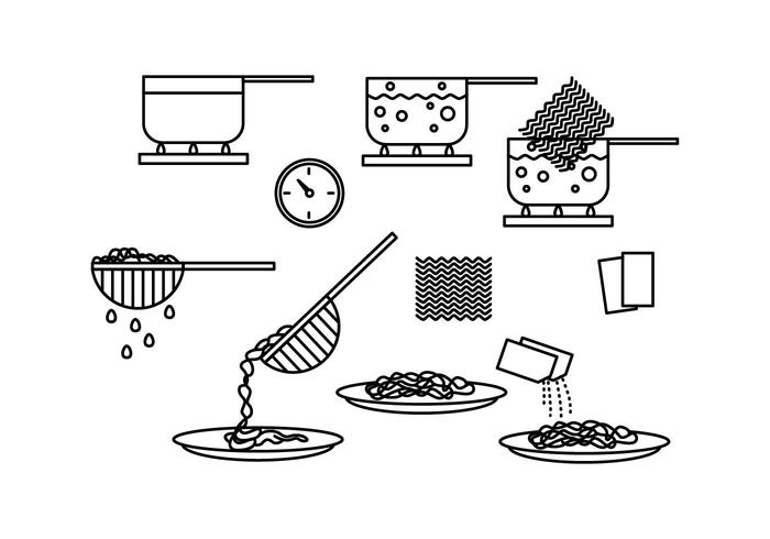 700x490 Cook Instant Noodle Line Icon Vectors