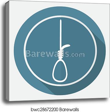 382x390 Icon Noose On White Circle With A Long Shadow, Canvas Print