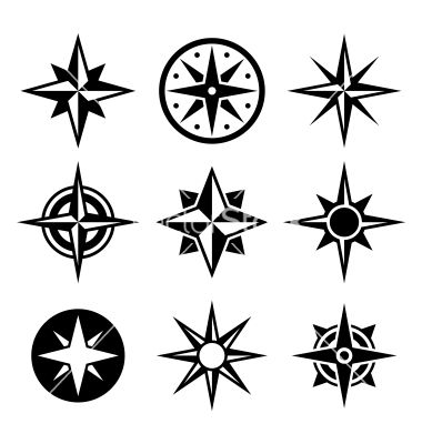 380x400 Compass And Wind Rose Icons Set Vector North Star Business