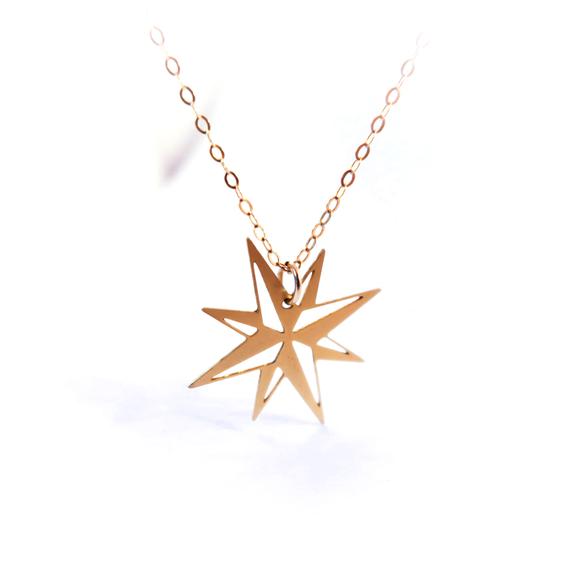 570x570 North Star Charm Necklace Gold Filled Star Necklace Icon Etsy