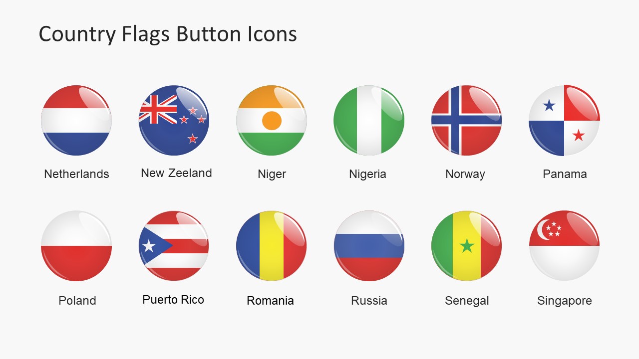 1280x720 Country Flags Button Icons Powerpoint Shapes