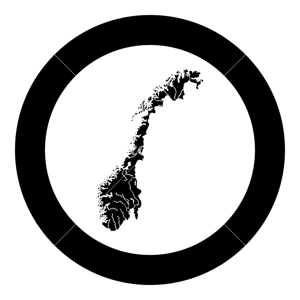 1000x1000 Map Of Norway Icon Black Color Vector In Circle Round Illustration