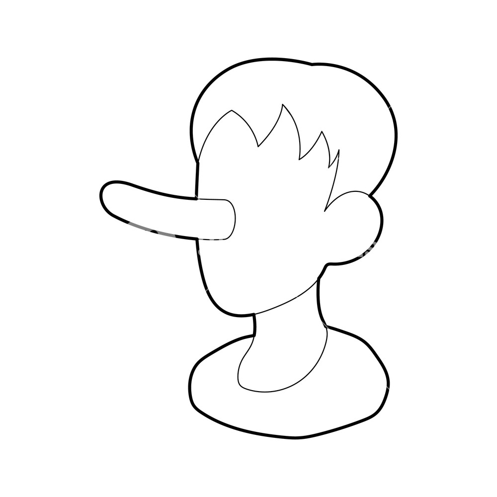 1000x1000 Boy With A Long Nose Icon In Outline Style Isolated On White