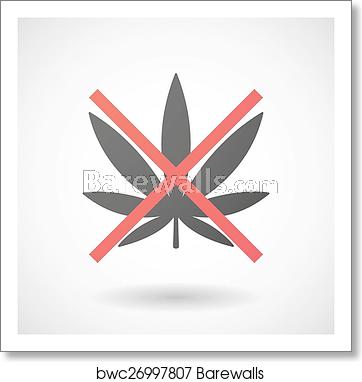 362x382 Not Allowed Icon With A Marijuana Leaf, Art Print Barewalls